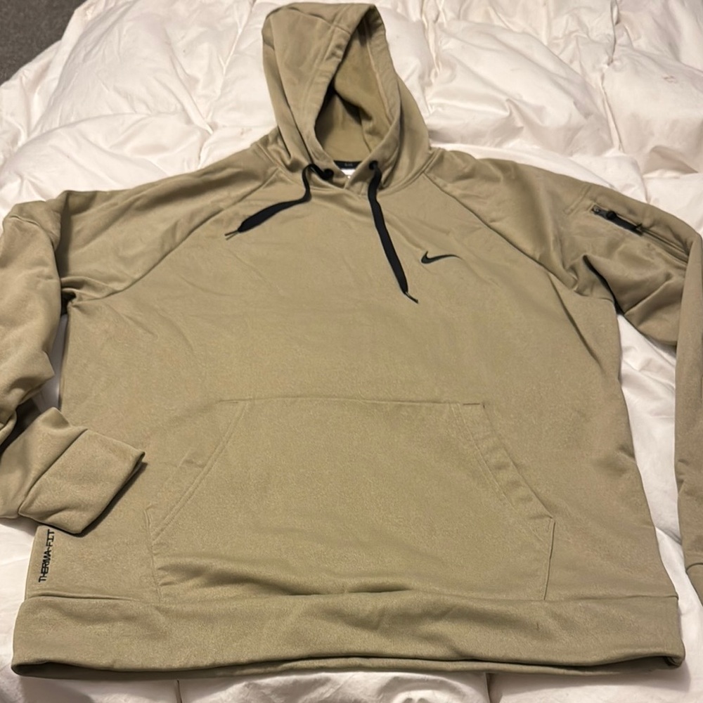 Nike Therma-Fit Tan Hoodie with Black Accents